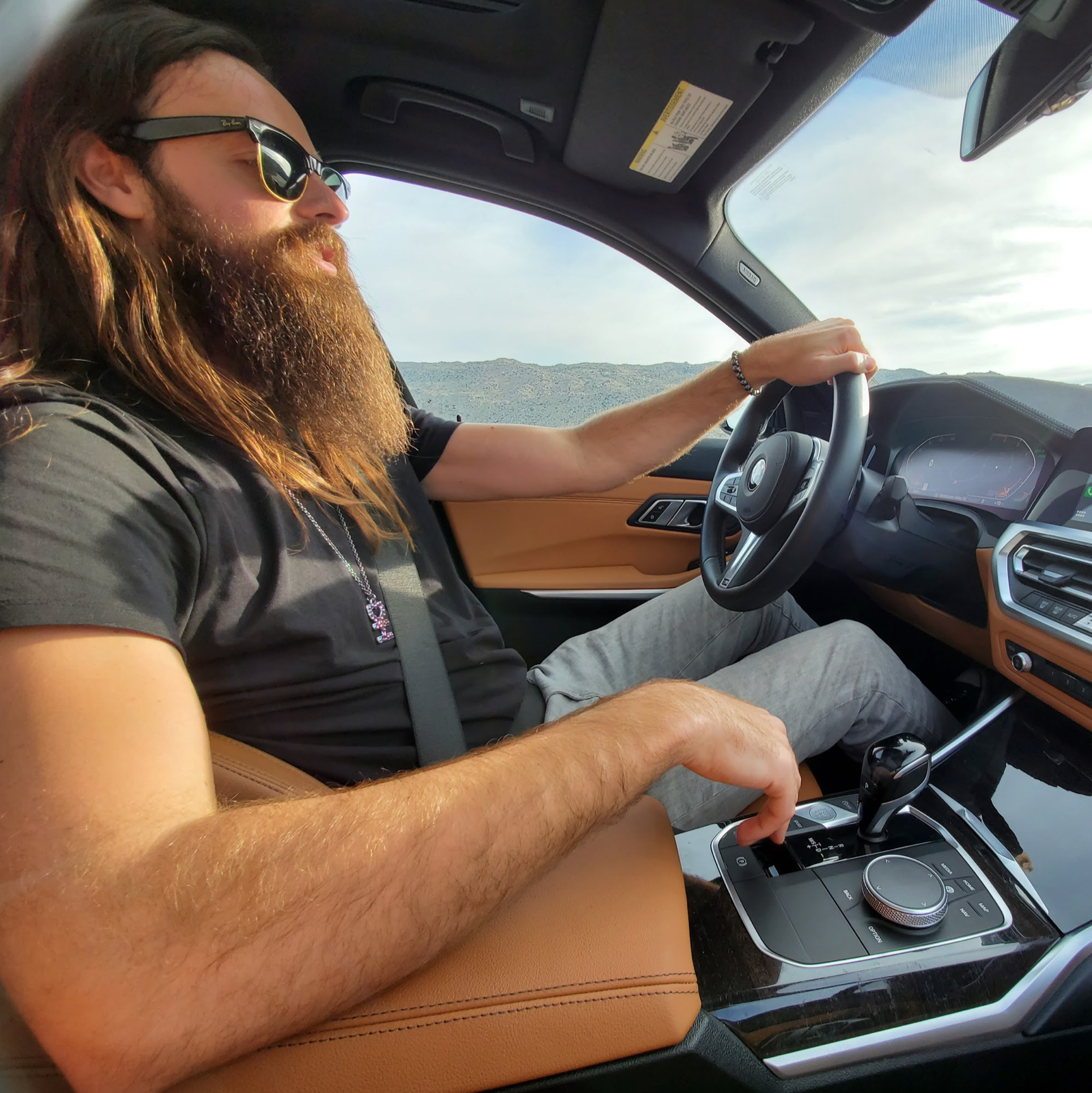 Interior image of Tom from Bavsound driving his BMW and listening to great music. 