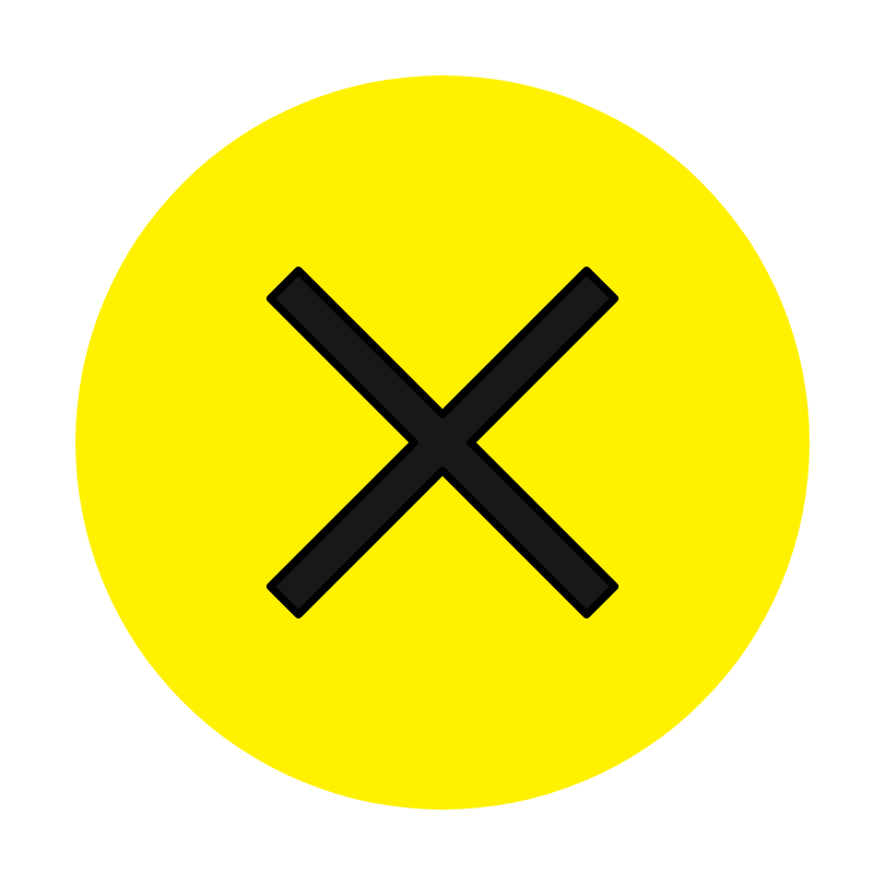 A yellow icon with a black x